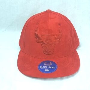 NBA Chicago Bulls Suede Snapback Hat Cap Adult OSFM Embroidered Red NEW